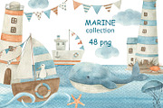 Watercolor Marine Collection, an Object Illustration by Natikka Art (Thumbnail 1 of 7)