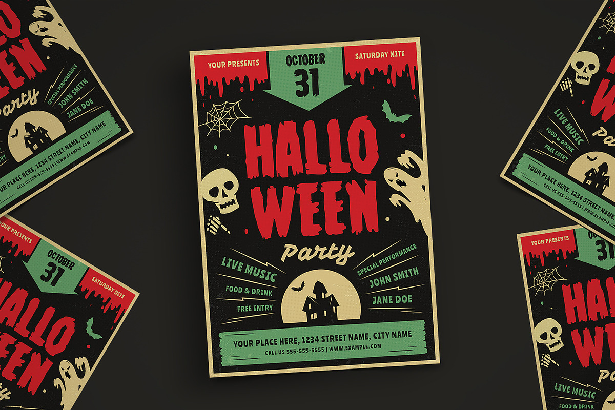 Retro Halloween Party Flyer, a Flyer Template by VectorVactory (Photo 1 of 3)