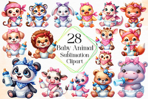 Baby Animal Sublimation Clipart