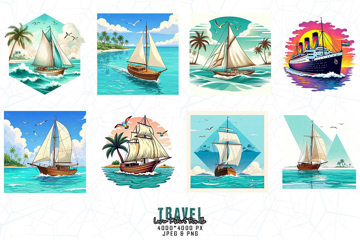 Cute Travel T-shirt Design Bundle, an Object Graphic by Sofia's Fashion (Photo 2 of 3)