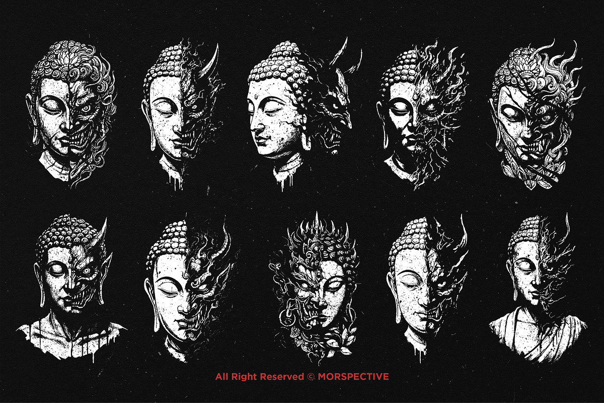 10 Bundle Dark Art Buddha Demon, an Illustration by Morspective (Photo 6 of 7)