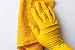 Hand in yellow rubber glove cleaning, a Background Photo by MistyDay