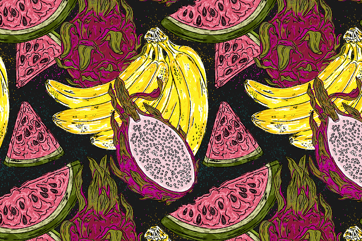 Botanical tropical fruits maximalist, a Pattern Graphic by NayaChu (Photo 3 of 9)