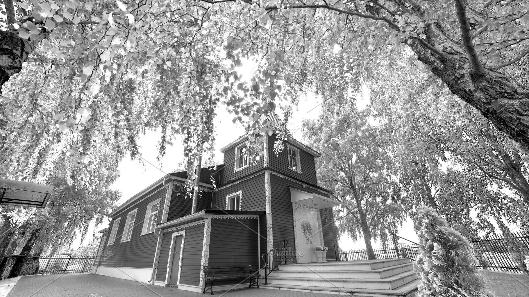 Black and white photo of Christian church. noir style, a Photo by Pictures for you!!!!!!!!!