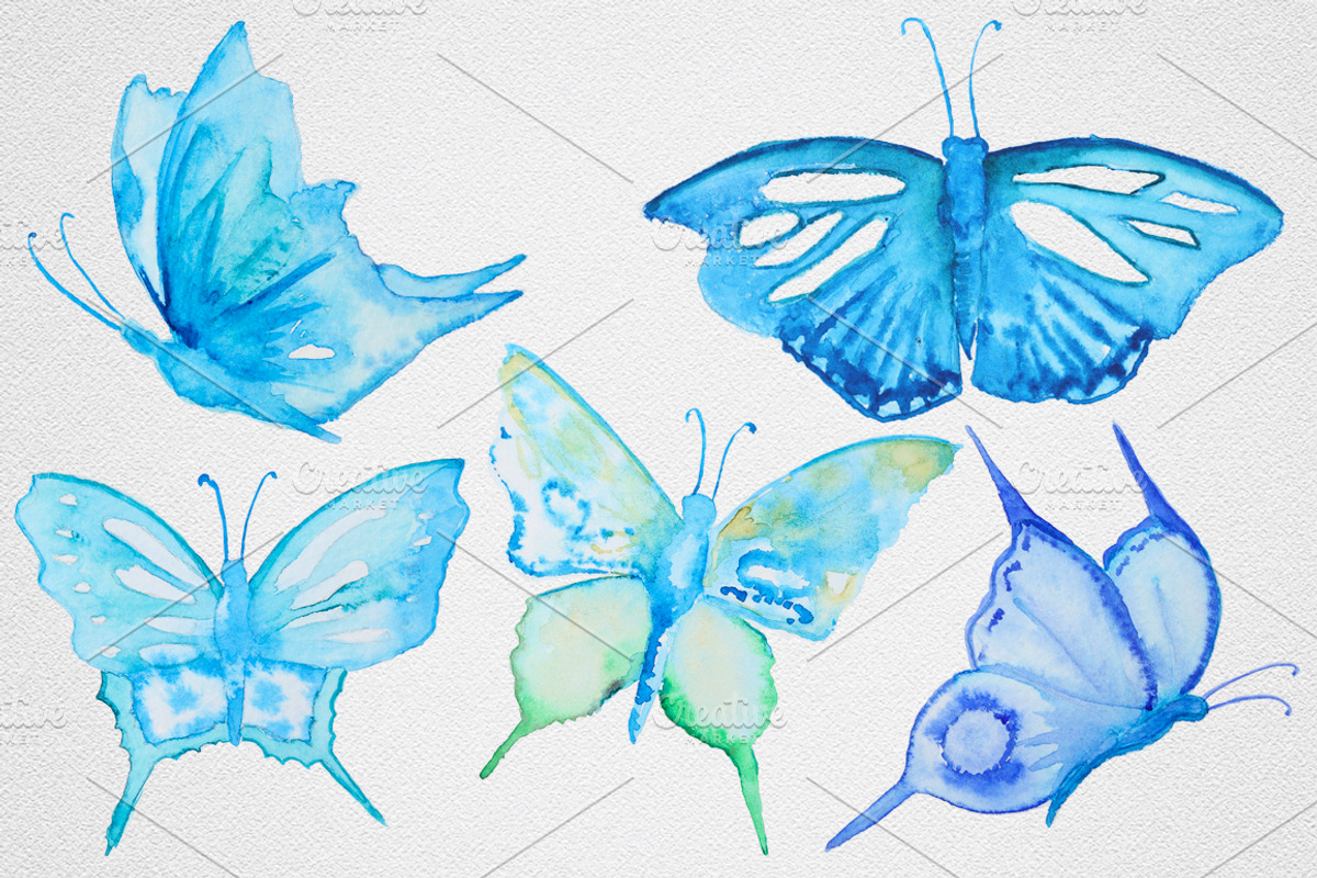 Watercolor Butterfly set #1, an Object Graphic by IvanFet (Photo 3 of 8)