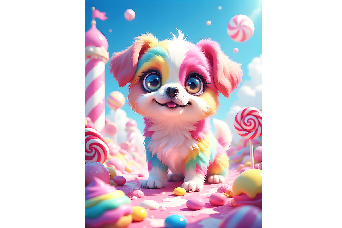 Whimsical Candy Dog, an Animal Illustration by Sharon Schwalbe (Photo 1 of 2)