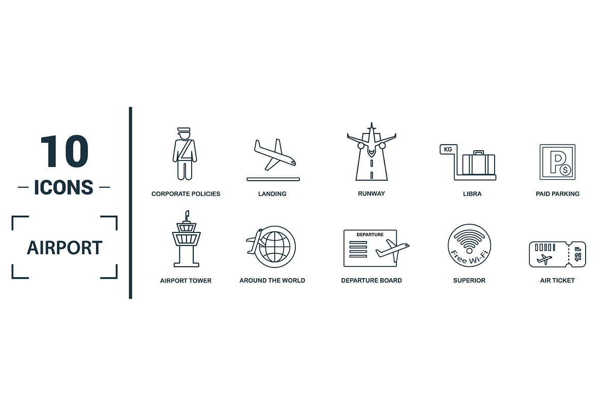 Airport Line Icon Set, an Object Graphic by Aimagenarium@gmail.com (Photo 2 of 3)