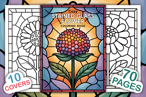 Cozy Stained Glass Flower Coloring, a Decorative Illustration by Ink Gallery