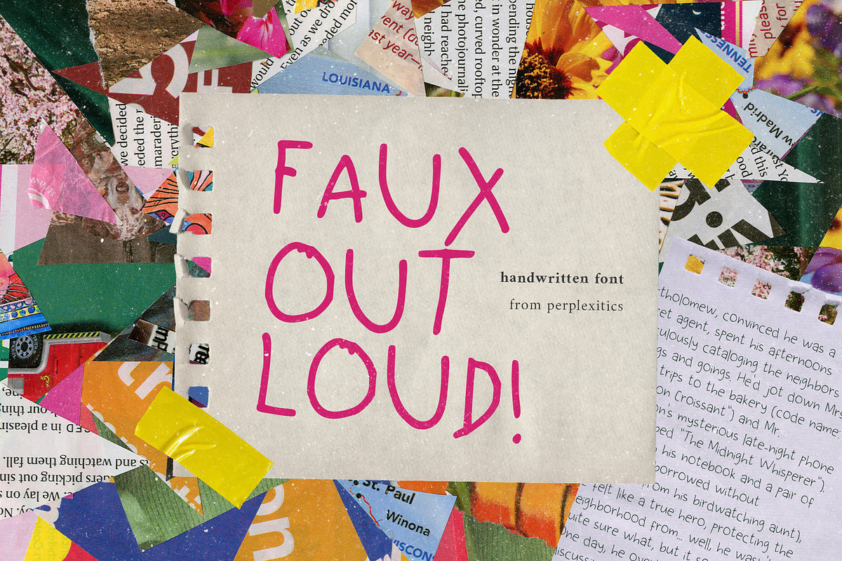 Faux Out Loud Playful Handwritten, a Handwritten Font by Perplexitics (Photo 1 of 10)