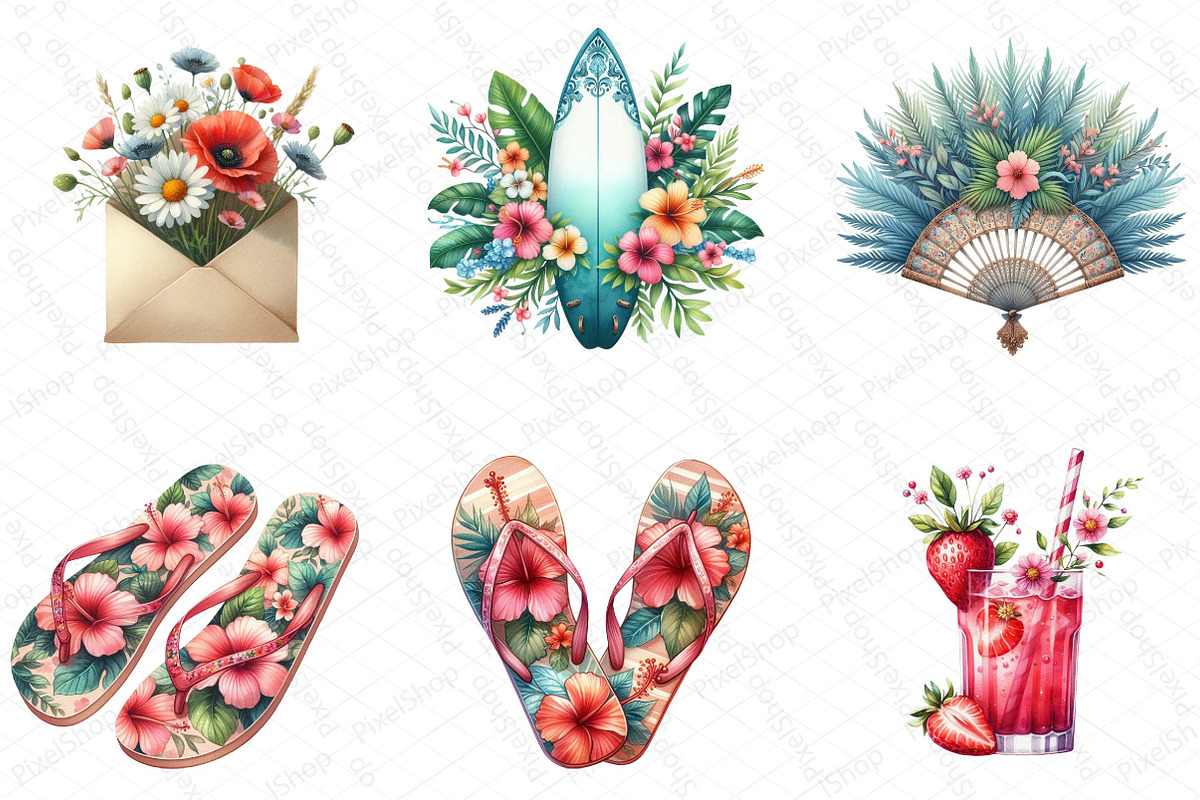 Floral Summer Sublimation Clipart, an Illustration by DreamPrint404 (Photo 2 of 5)