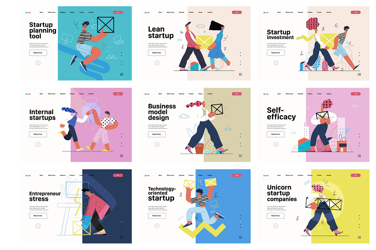 Startups flat vector illustrations, a Templates & Theme by Grivina's shop (Photo 29 of 45)