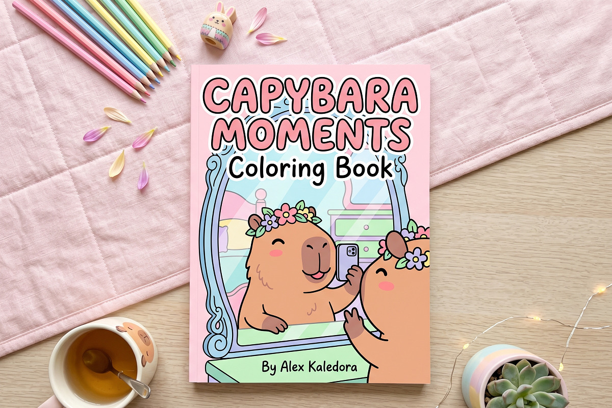 Capybara Moments Coloring Printable, an Object Graphic by Image for Sale (Photo 1 of 3)