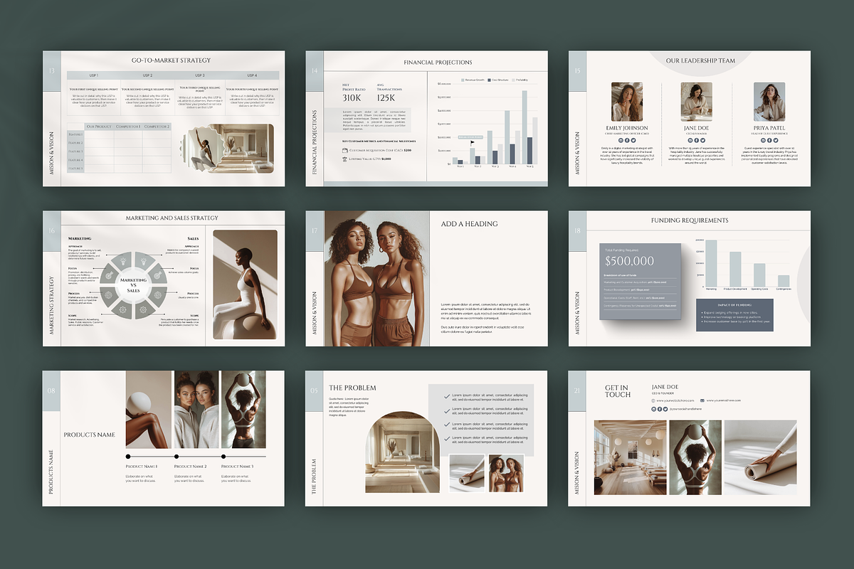 Canva Pilates Studio Pitch Deck, a Presentation Template by Bonita Digital Design (Photo 3 of 6)