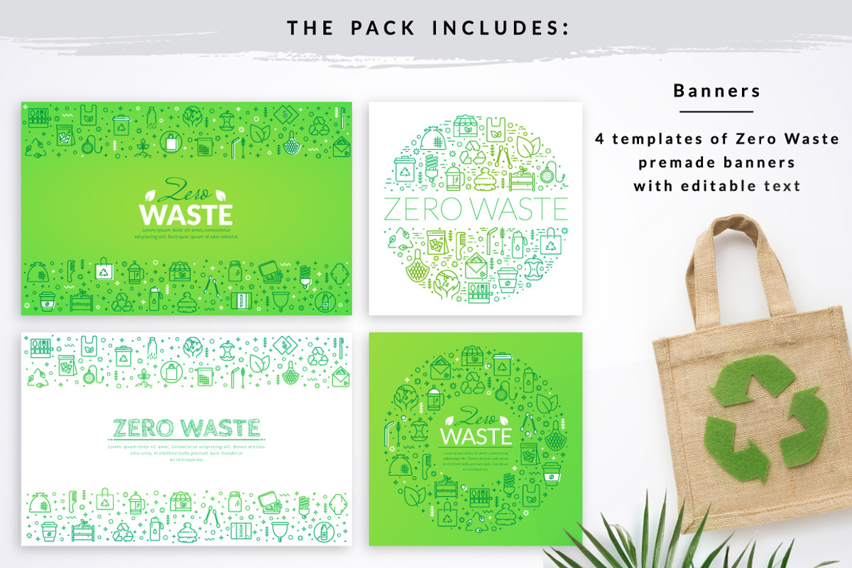 Zero Waste Lifestyle. Line icons., an Outline Icon by JuliaMalinovskaya (Photo 4 of 9)