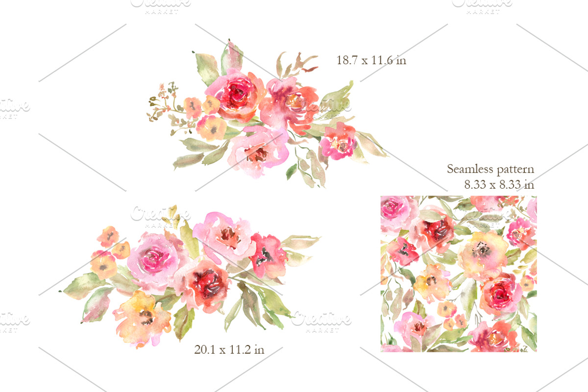 Watercolor Blush Pink Flowers, an Illustration by GraphicsDish (Photo 3 of 3)