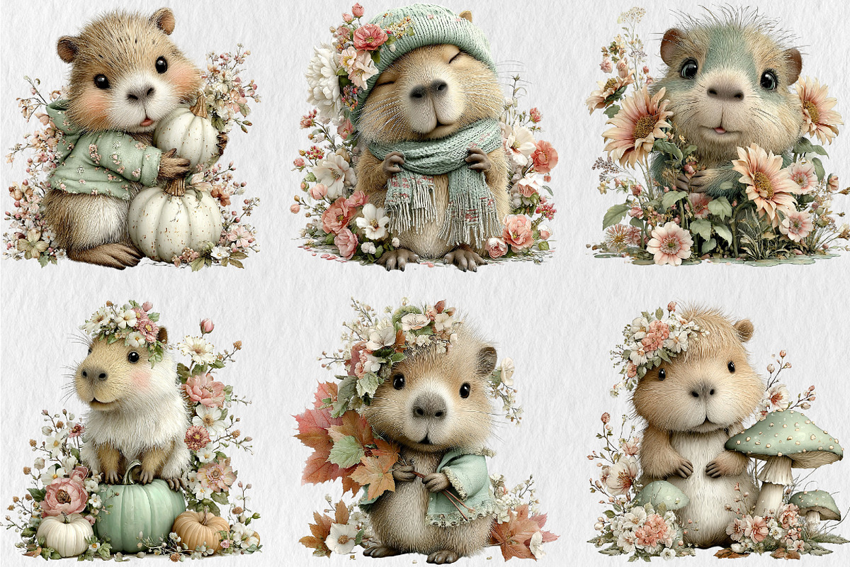 Whimsical Fall Autumn Capybara, a Seasonal Illustration by Rose Art (Photo 4 of 9)