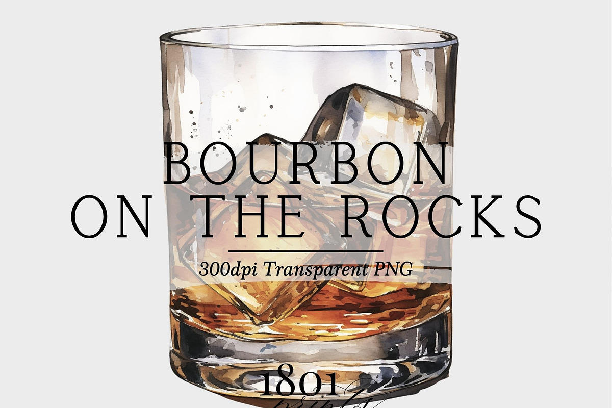 Bourbon On The Rocks Illustration, a Food Illustration by 1801Prints (Photo 1 of 4)