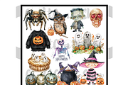 Cute Halloween Watercolor Clipart, an Illustration by CraftCrateShop (Thumbnail 3 of 7)