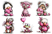 Valentine Whimsical Animals Clipart, an Illustration by Dream Creation (Thumbnail 3 of 8)