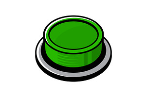 Big Green Button on White Background