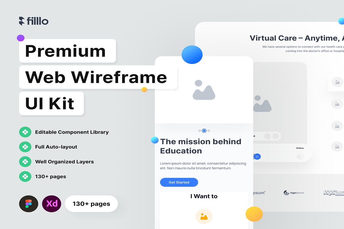 Web Wireframe UI Kit, an UI Kit Template by Lumina_ui_ux202 (Photo 1 of 6)