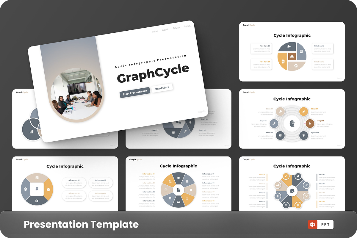 GraphCycle- Cycle Infographic, a Presentation Template by GraphauseProject