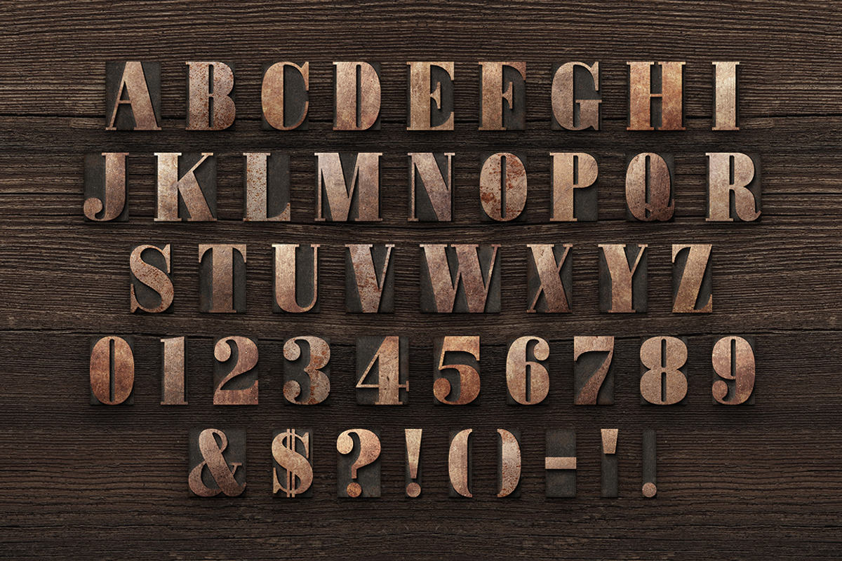 Printer's Letterpress Block Letters, an Object Graphic by Medialoot