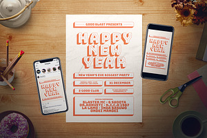 Retro New Year Flyer Set, a Flyer Template by The Good Store