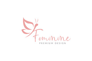 Feminine Shape Butterfly Logo Symbol