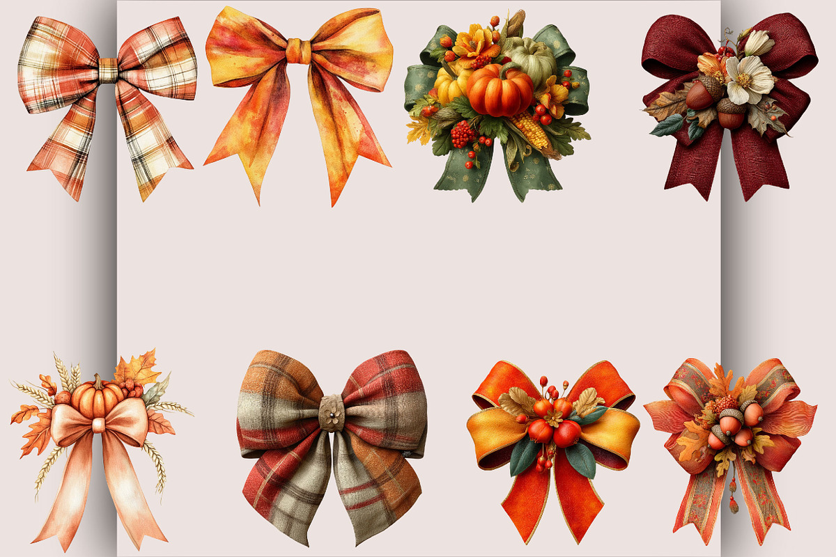 Fall Autumn Bow Clipart Bundle., a Seasonal Illustration by SVGArt (Photo 2 of 5)