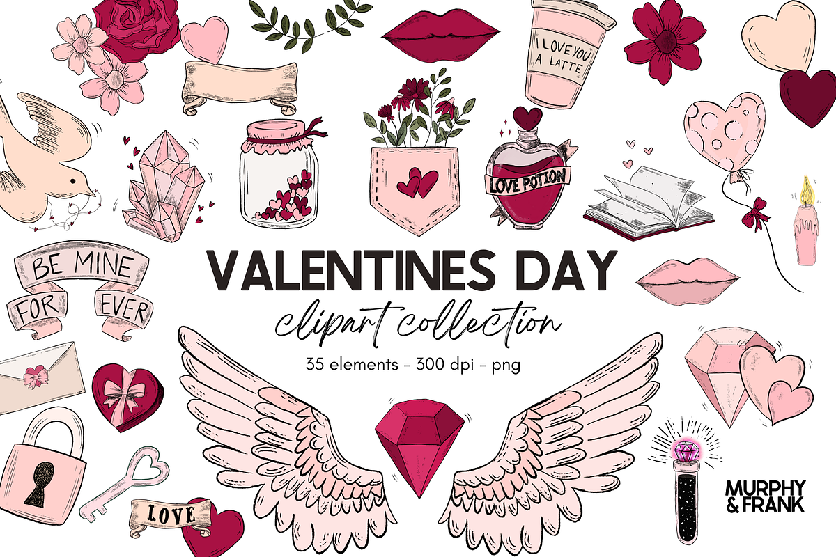 Valentines Day Clipart Bundle, a Graphic by Murphy & Frank (Photo 1 of 7)