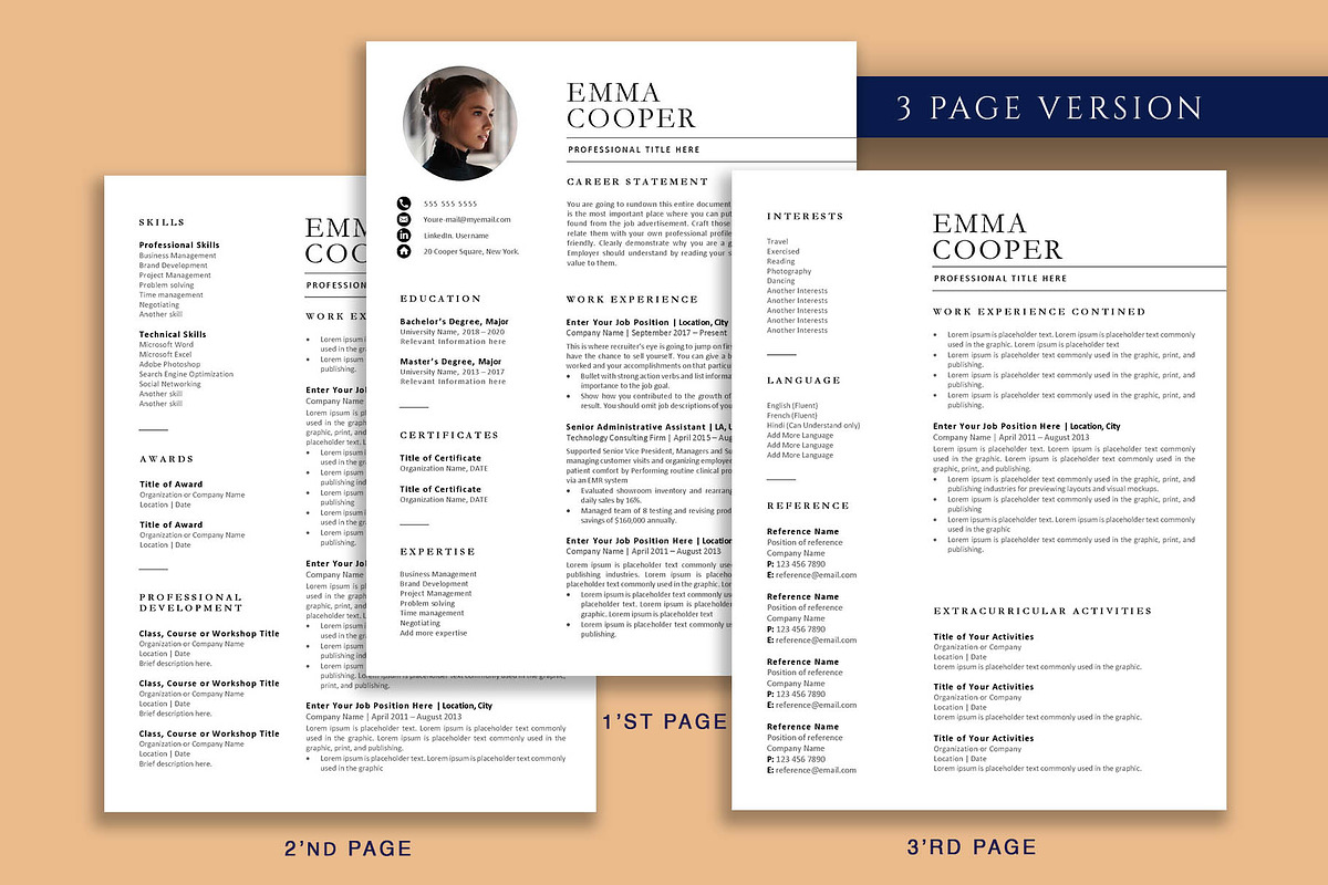 Professional resume template, a Resume Template by VictoriousVita (Photo 4 of 8)