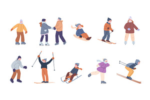 Children winter activities. Skiing, a Sport Illustration by Valerie Bodnar