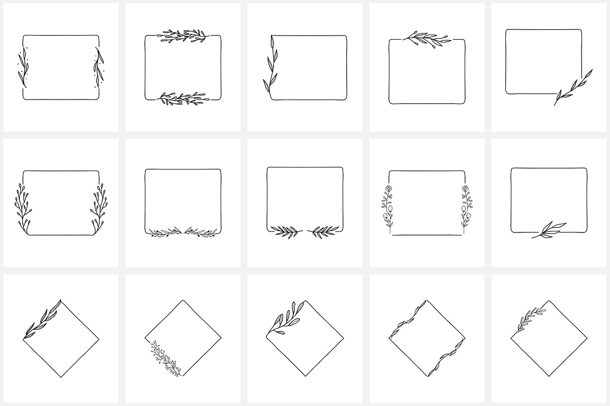 100 Hand Drawn Wreaths and Frames 2, a Work Illustration by NatalieArtShop (Photo 10 of 16)