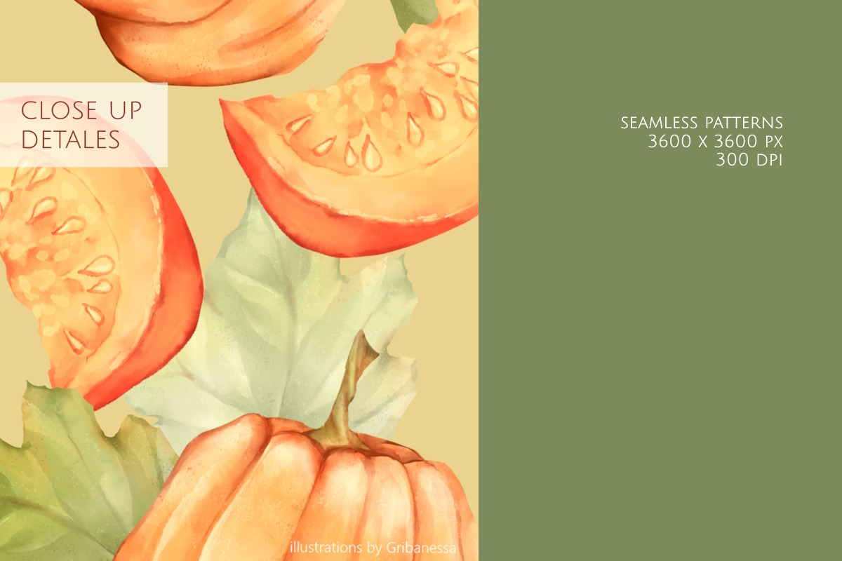 Seamless Pumpkin Pattern Set, a Pattern Graphic by Gribanessa (Photo 5 of 5)