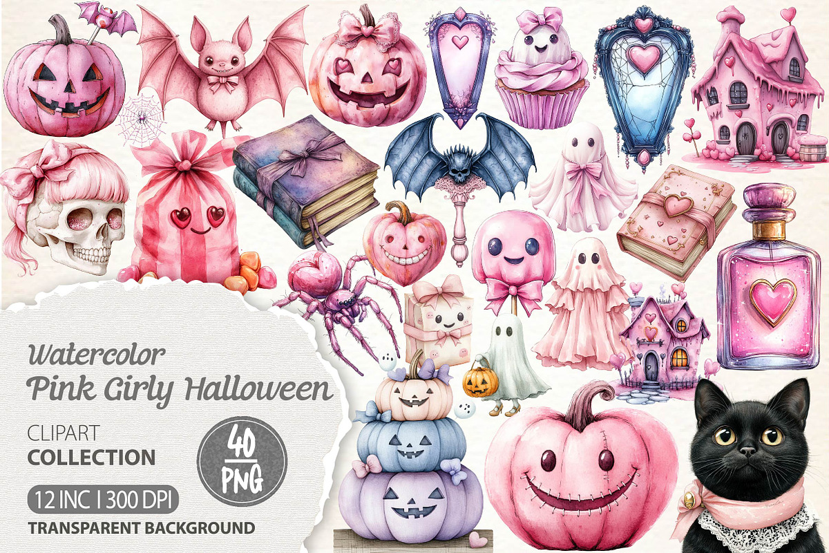 Pink Coquette Girly Halloween Clipar, an Illustration by Dream Creation (Photo 1 of 4)