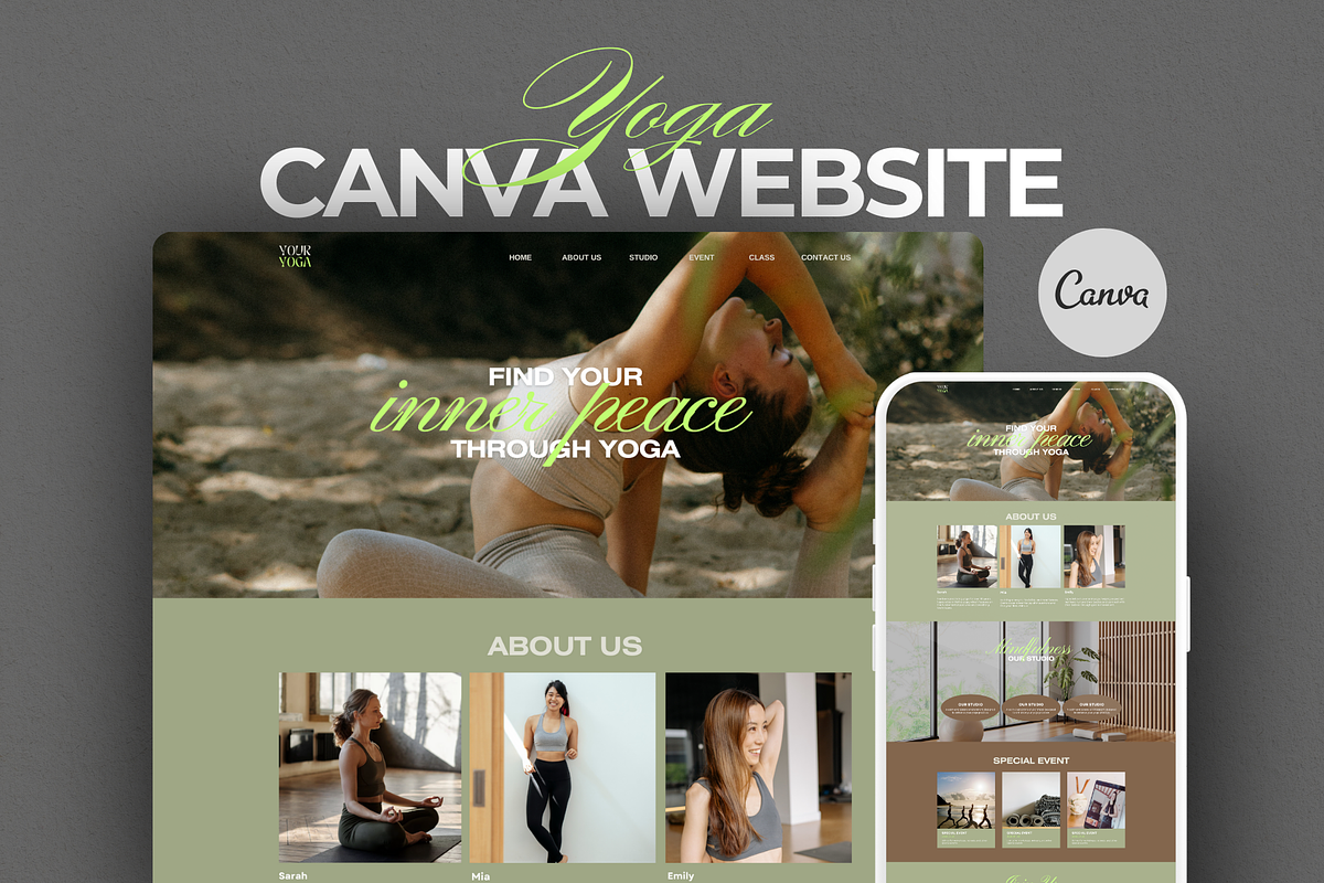 Yoga Studio Canva Website Template, a Websites & App Template by MiavoDesign (Photo 1 of 4)