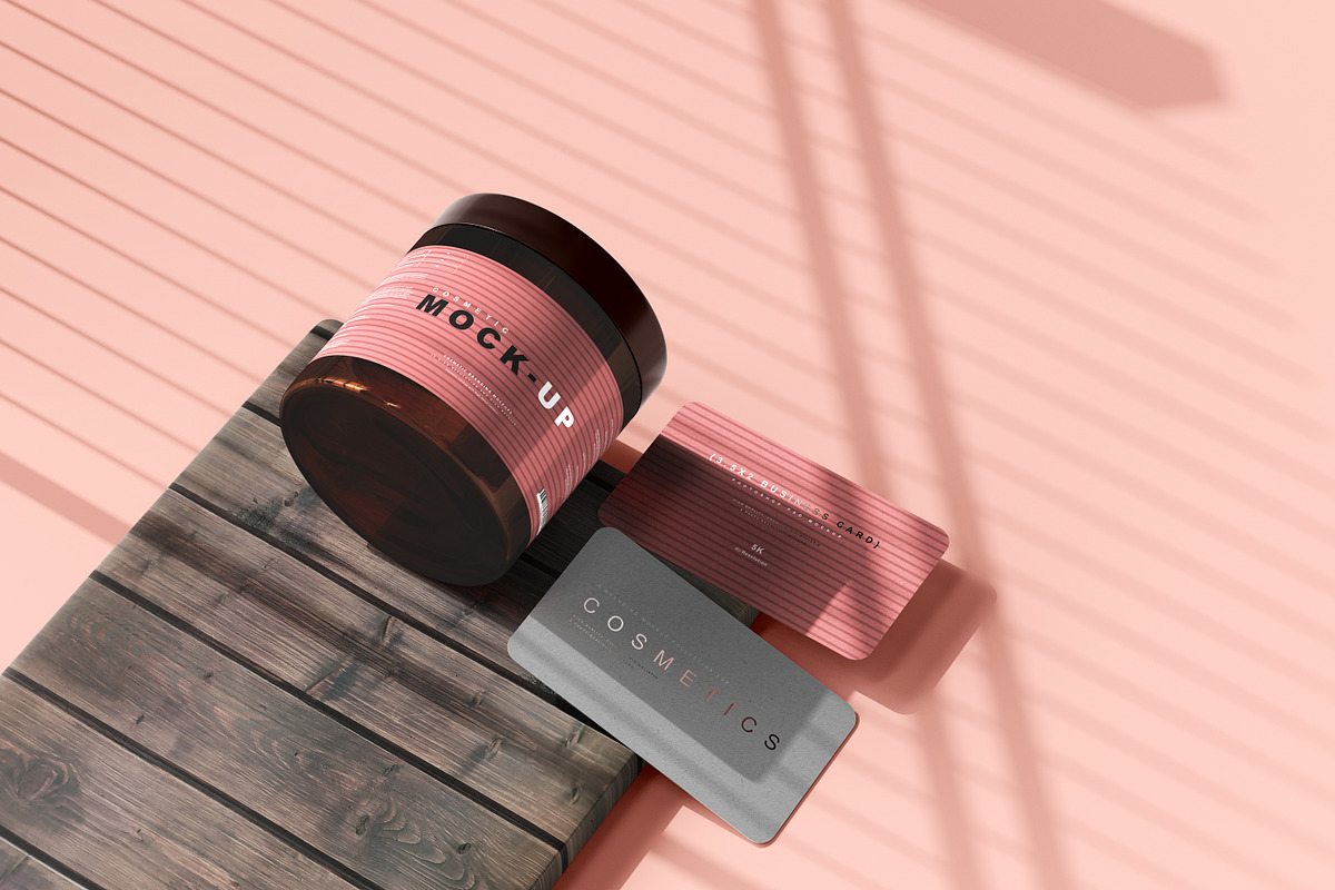 Amber Glass Cosmetic Jar Mockups, a Cups & Container Mockup by pmvch (Photo 24 of 26)