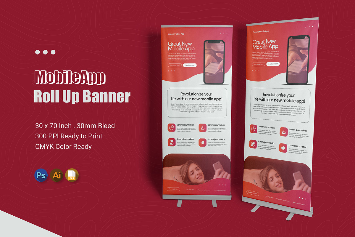 MobileApp Roll Up Banner, a Print Template by Esensifiksi.studio (Photo 1 of 2)