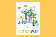 Cute Cartoon Cards with Dinosaurs, an Animal Illustration by the_myro (Thumbnail 6 of 10)