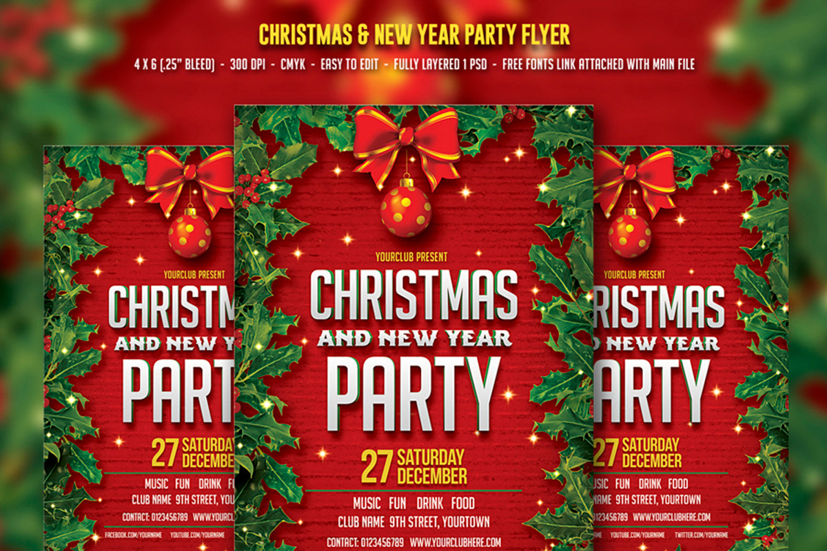 Christmas & New year Flyer Bundle, a Flyer Template by DesignWorkz (Photo 2 of 5)