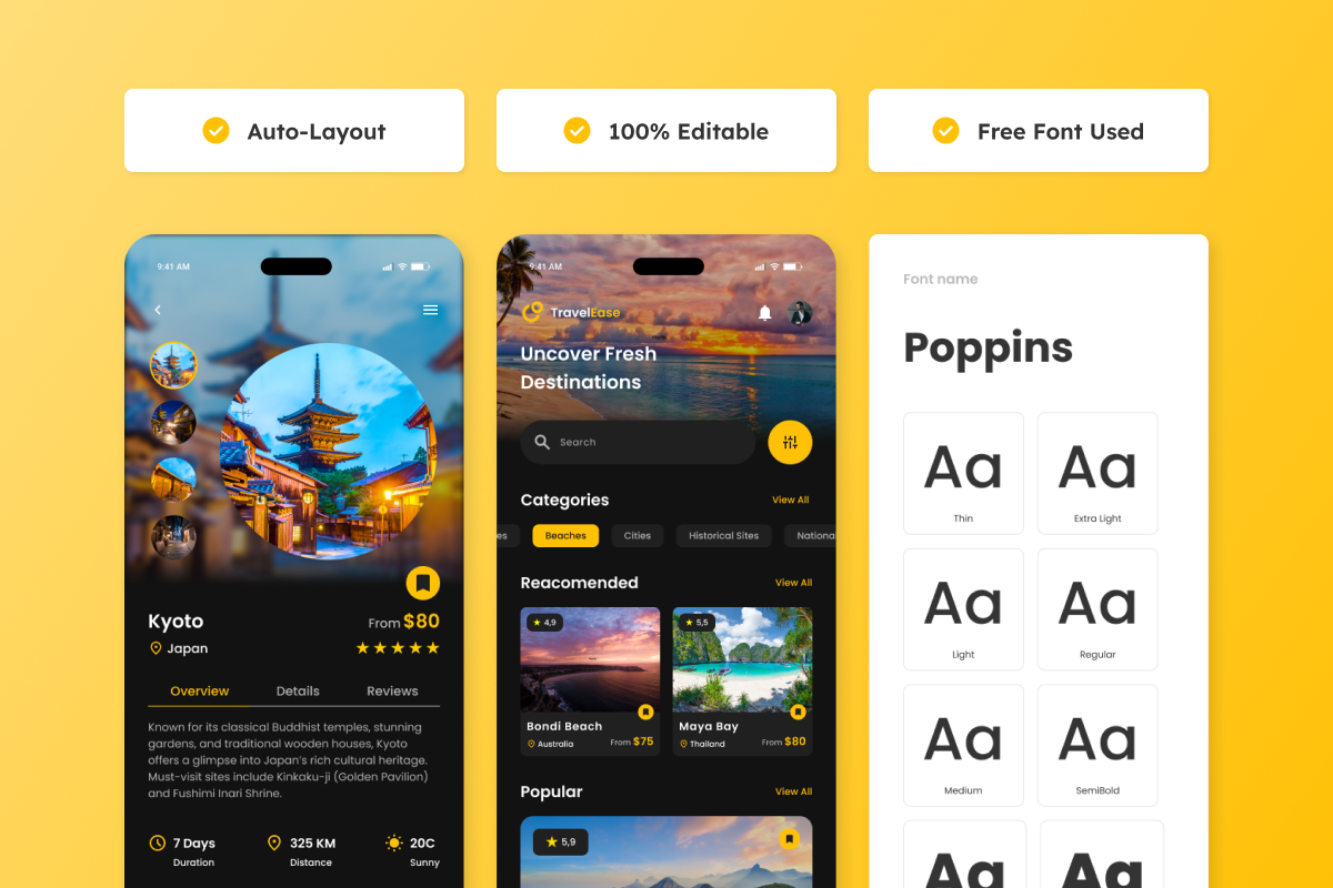 TravelEase - Travel & Booking Mobile, an App Template by trabaskriya (Photo 2 of 5)