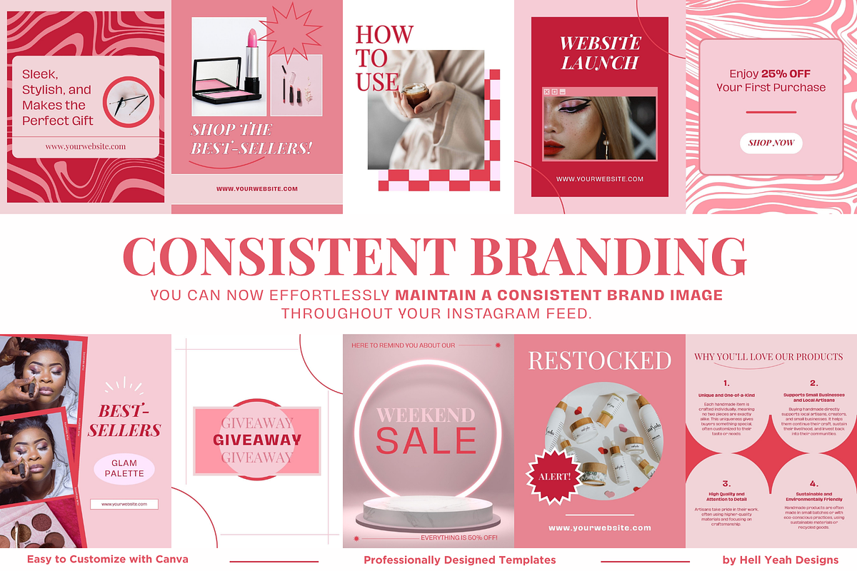 Bold Blush Instagram Post Templates, a Social Media Template by Hell Yeah Designs (Photo 7 of 9)
