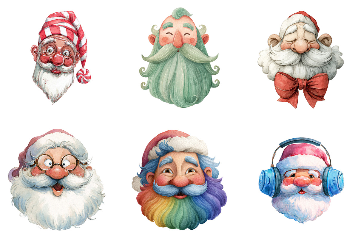 Quirky Santa Claus Head Clipart, an Illustration by DreamArtGraphic (Photo 3 of 4)