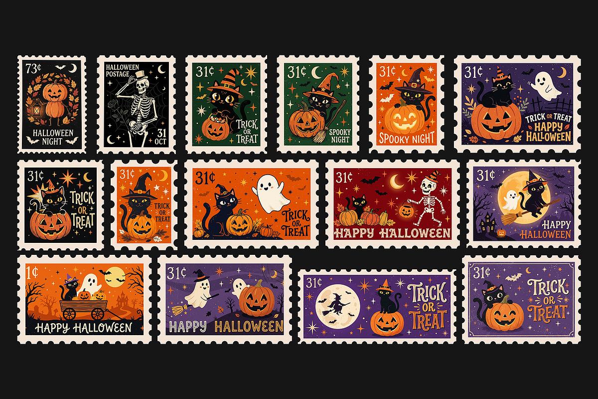 Halloween Transparent Stamps Set PNG, an Object Graphic by iHemalaya (Photo 2 of 5)