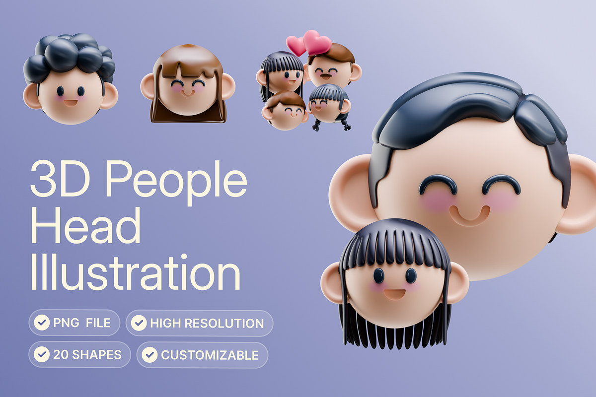 3D People Head Illustration, an Object Graphic by Illustrava (Photo 1 of 7)