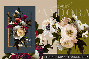 Pandora Moody Floral Clip Art Set