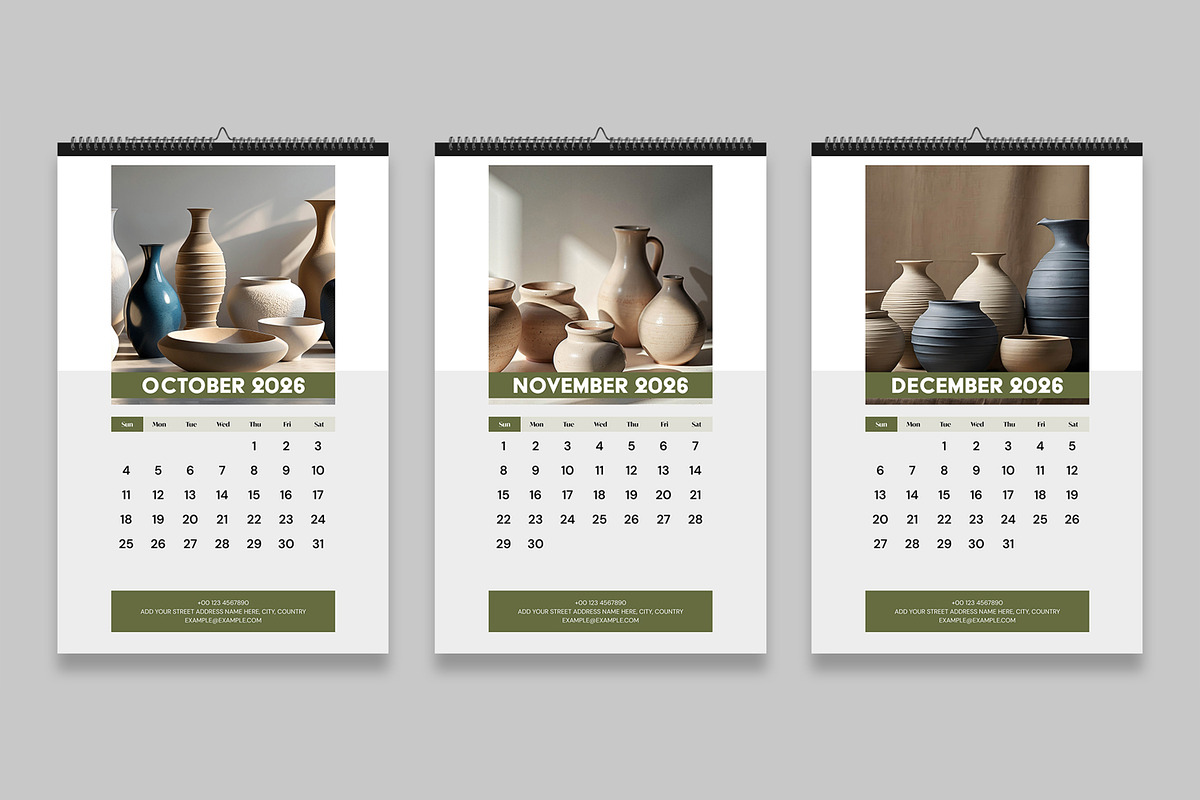 Minimal Wall Calendar 2026 Template, a Stationery Template by MightyDesign (Photo 5 of 8)