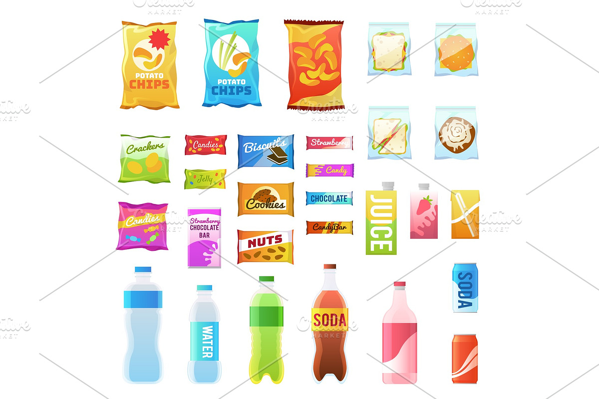 Product for vending. Tasty snacks, a Food Illustration by YummyBuum
