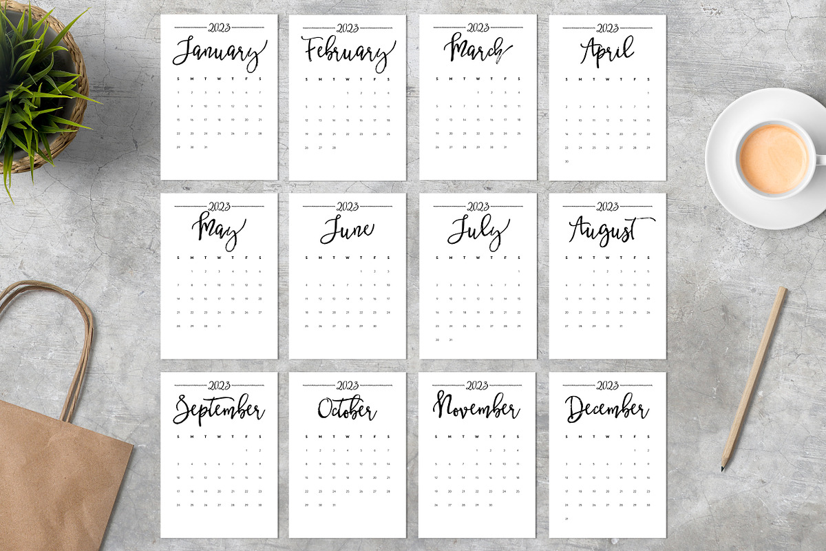 Calendar 2023 A4 Sunday Start, a Templates & Theme by ZoollGraphics (Photo 2 of 2)